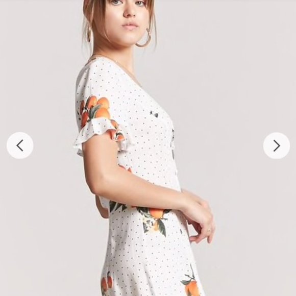 Forever 21 Polka-Dot Orange Button Up Dress - Picture 2 of 3